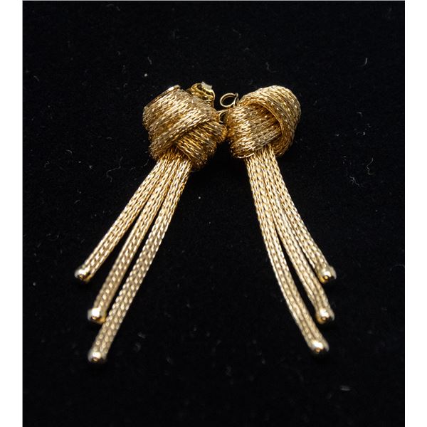 14K GOLD TRIPLE-STRAND KNOTTED ROPE EARRINGS