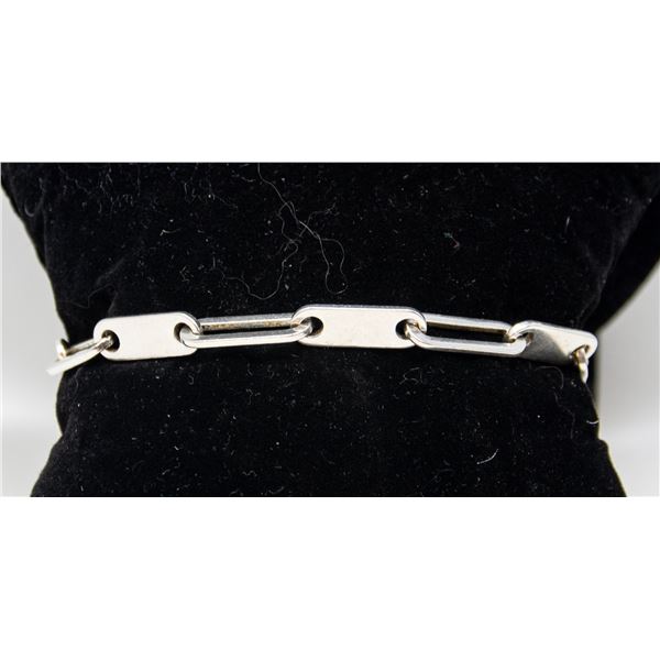 ITALIAN SILVER HEAVY LINK CHAIN BRACELET, 7"
