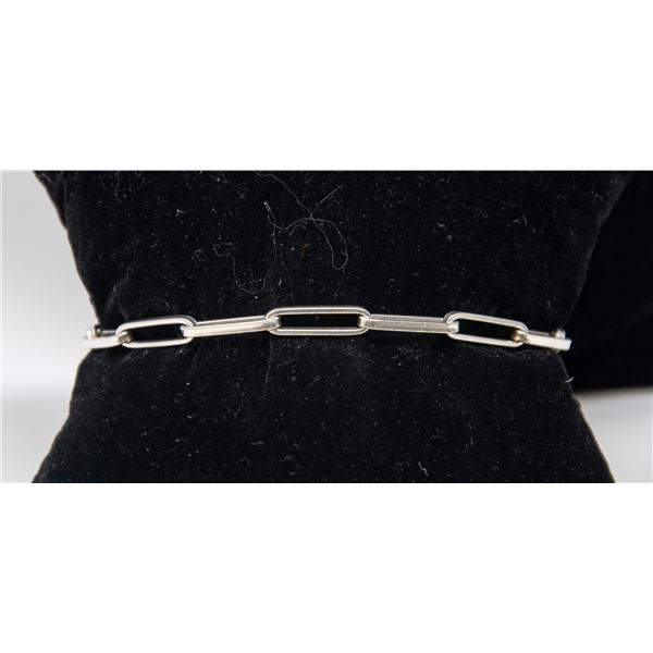 ITALIAN SILVER FLAT CHAIN BRACELET, 7"