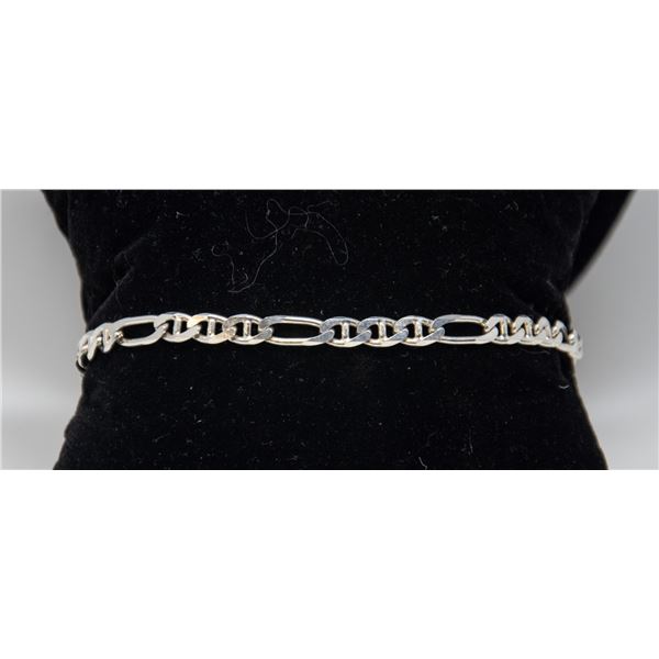 ITALIAN SILVER FLAT CHAIN BRACELET, 8.25"