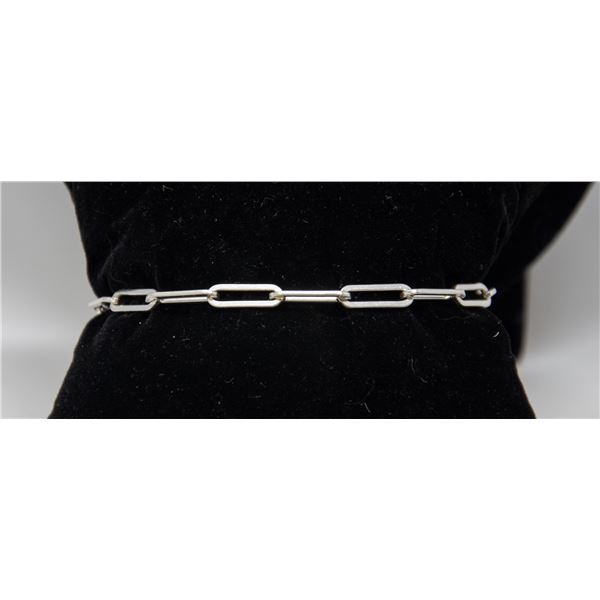 ITALIAN SILVER FLAT CHAIN BRACELET, 7"
