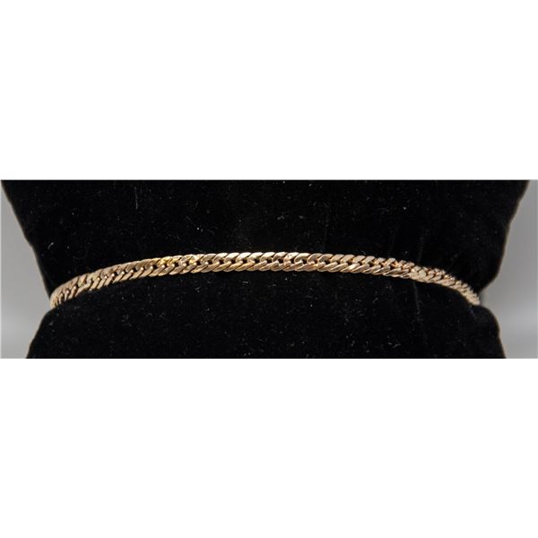14K GOLD FLAT CHAIN BRACELET, APPROX. 7"