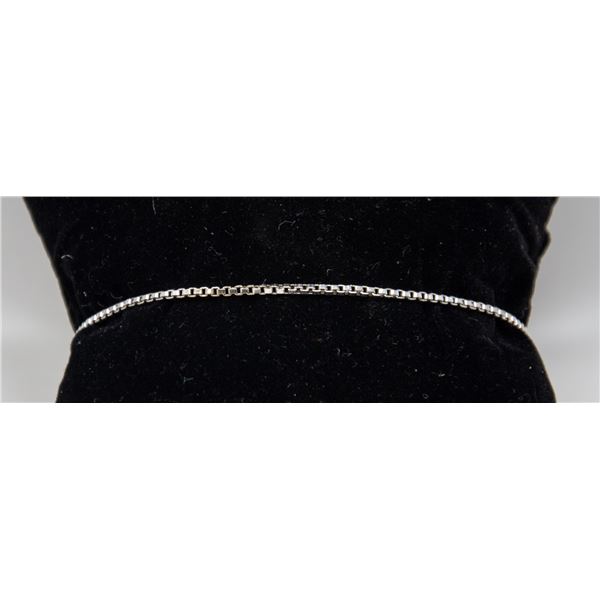 14K WHITE GOLD BOX LINK BRACELET, APPROX. 7"