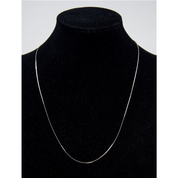 14K WHITE GOLD FLAT LINK NECKLACE, APPROX. 18"