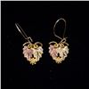 Image 1 : 10K TWO-TONE GOLD EARRINGS, GRAPE LEAF PATTERN,