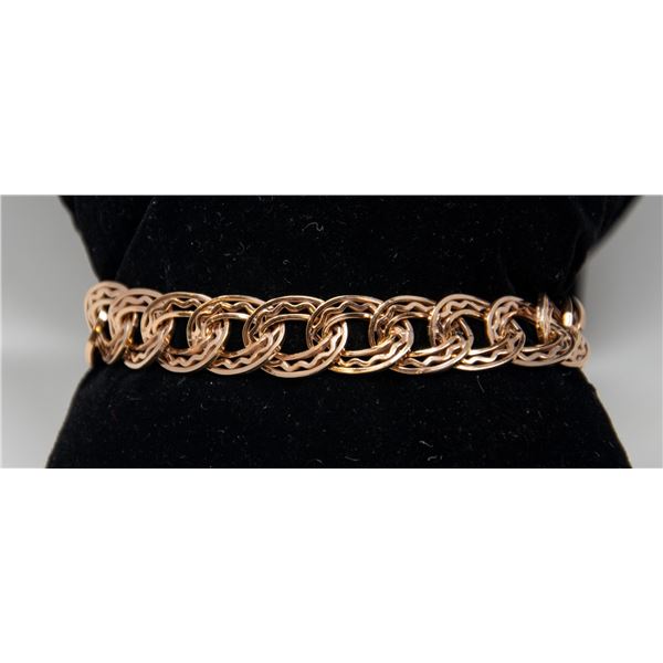 14K ROSE GOLD BROAD LINK BRACELET,
