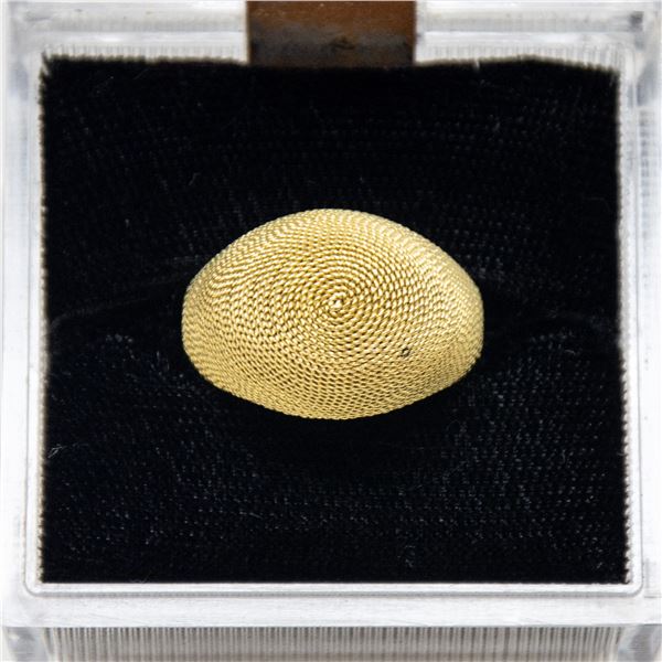 ITALIAN 18K RING WITH BASKET MESH DESIGN,