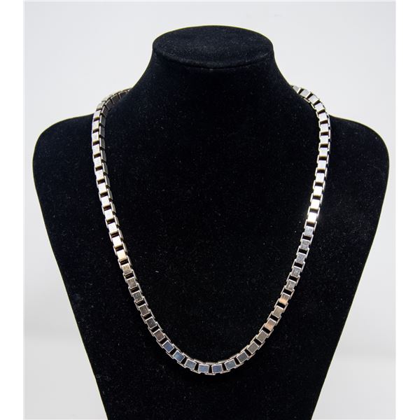 ITALIAN SILVER HEAVY BOX LINK CHAIN NECKLACE, 22 "