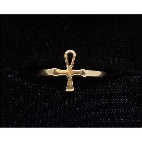 10K GOLD ANKH RING, APPROX. SIZE 6