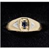 Image 1 : 10K GOLD NO. 1 DAD RING WITH BLUE SAPPHIRE,