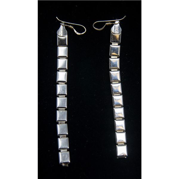 ITALIAN SILVER SQUARE LINK EARRINGS,