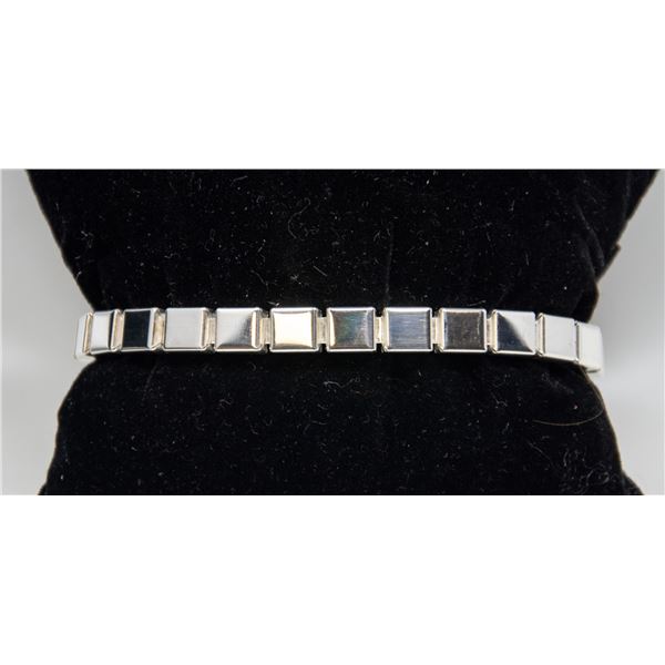 ITALIAN SILVER SQUARE LINK NECKLACE, 7.25"