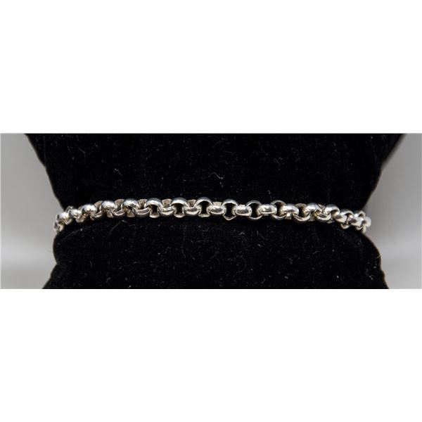ITALIAN SILVER ROUND LINK BRACELET, 7"