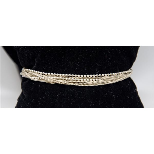 ITALIAN SILVER MULTI-STRAND CHAIN BRACELET, 7"