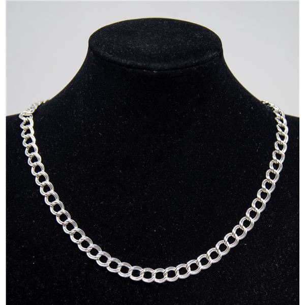 ITALIAN SILVER DOUBLE LINK NECKLACE, 18"