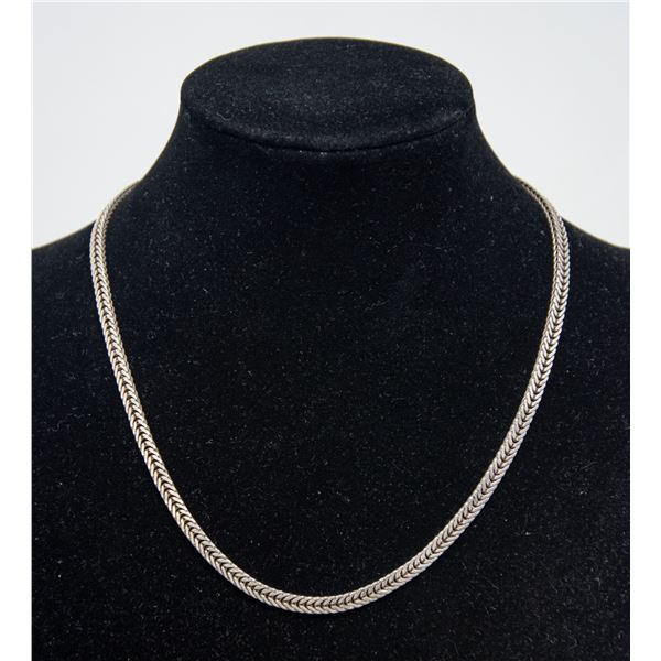 ITALIAN SILVER HERRINGBONE CHAIN NECKLACE, 18"