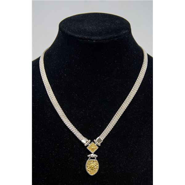 ITALIAN SILVER FLAT BRAIDED NECKLACE WITH