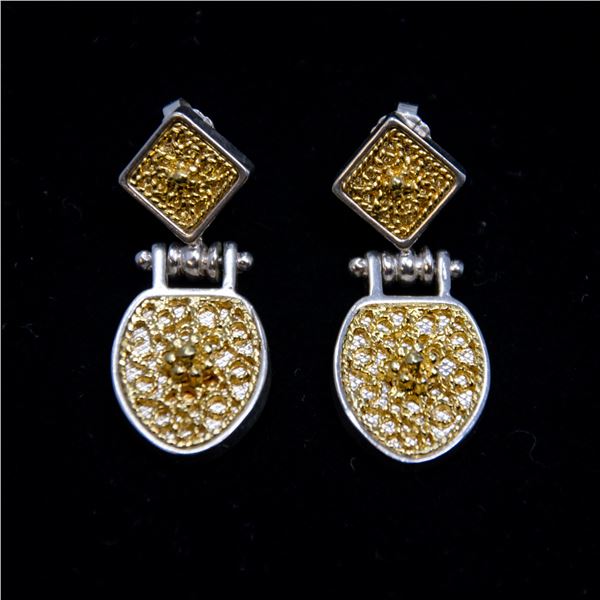 ITALIAN SILVER EARRINGS, ORNATE STYLE WITH