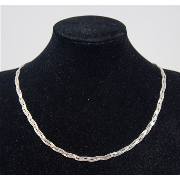 ITALIAN SILVER BRAIDED NECKLACE, 18"