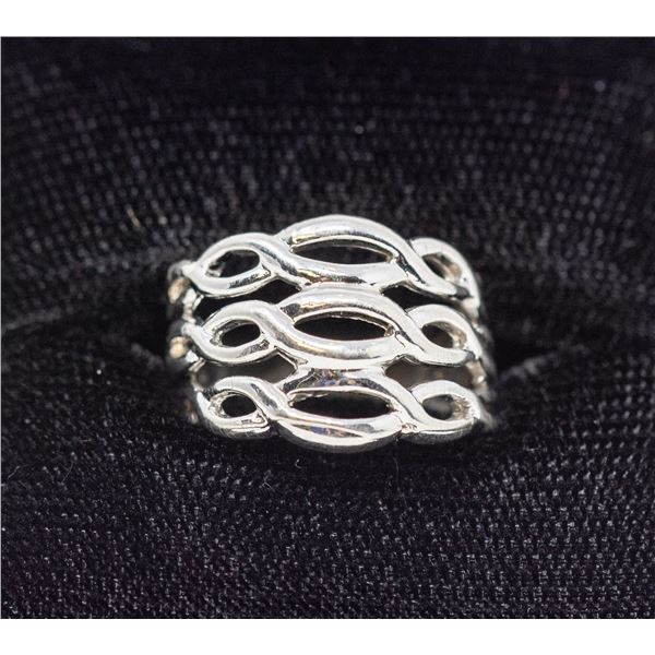 STERLING SILVER RING, WAVE PATTERN,