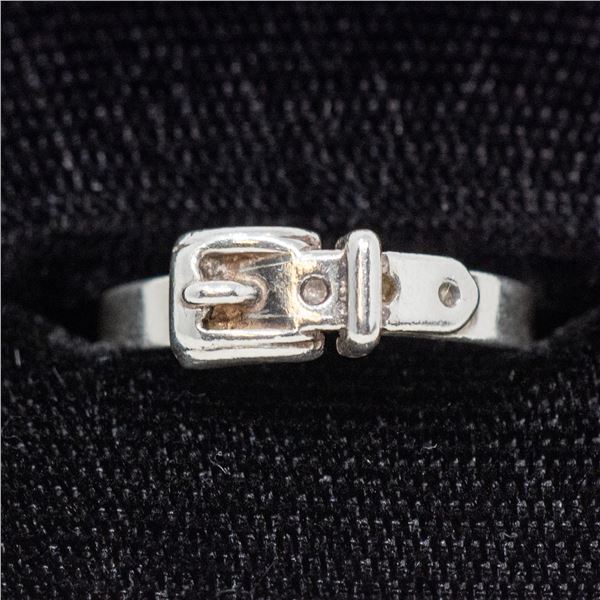 SILVER BUCKLE RING, ADJUSTABLE SIZE