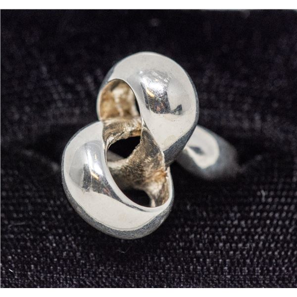 SILVER RING, KNOT PATTERN, APPROX. SIZE 6.5