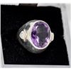 Image 1 : SILVER RING LARGE VIOLET STONE AND SMALL CLEAR