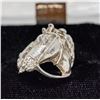 Image 1 : SILVER RING WITH HORSE HEAD, CLEAR STONE, APPROX.
