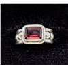 Image 1 : SILVER RING WITH SQUARE RED STONE, APPROX SIZE