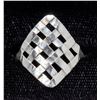 Image 1 : SILVER RING WITH DIAMOND WEAVE PATTERN, APPROX.