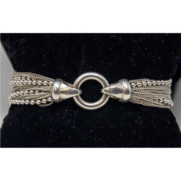 ITALIAN SILVER COMPOUND CHAIN BRACELET, 7"