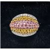 Image 1 : 18K TRI-GOLD RING WITH MULTICOLORED STONES,