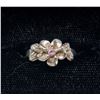 Image 1 : SILVER RING WITH FLOWER PATTERN, PINK STONE,