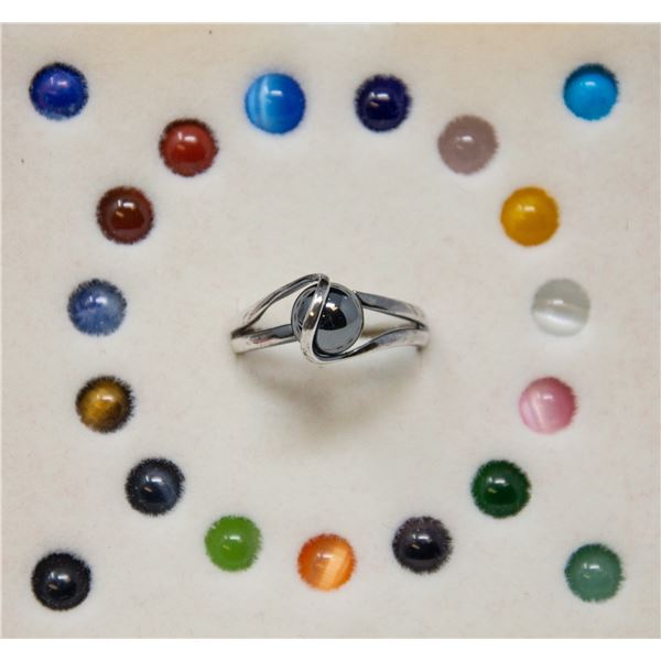 STERLING SILVER SELECT-A-STONE RING, APPROX.
