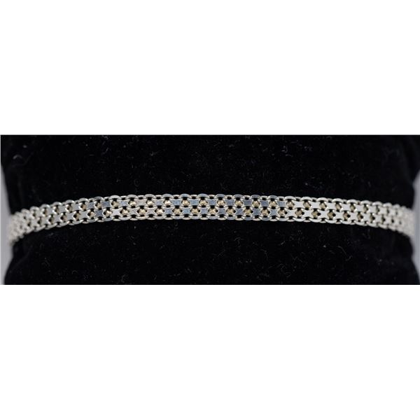 ITALIAN SILVER COMPOUND CHAIN BRACELET, 8.5"