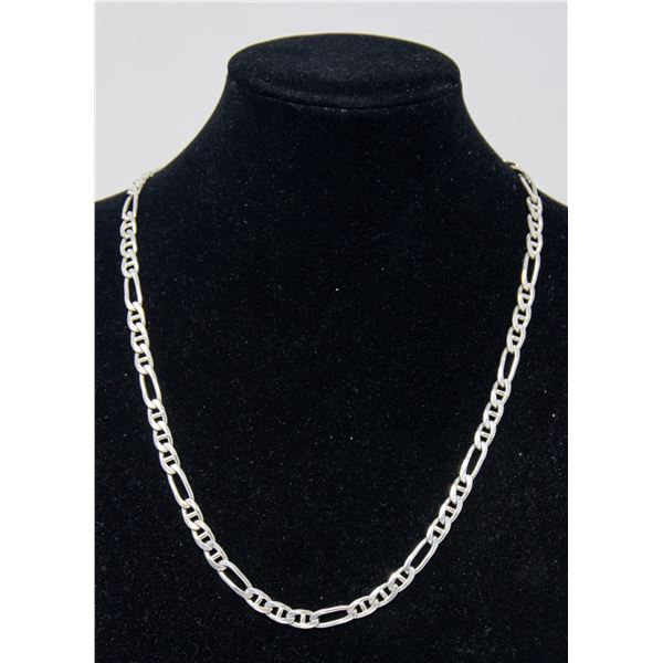 ITALIAN SILVER FLAT LINK CHAIN NECKLACE, 20"