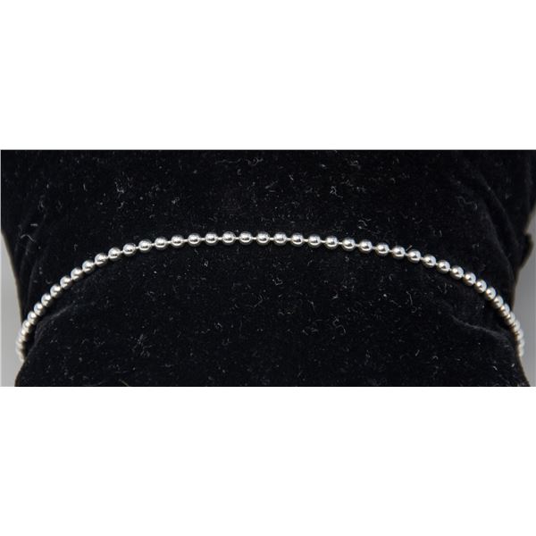 ITALIAN SILVER BEAD CHAIN BRACELET, 9"