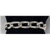 Image 1 : ITALIAN SILVER HEAVY FLAT CHAIN BRACELET, 8"