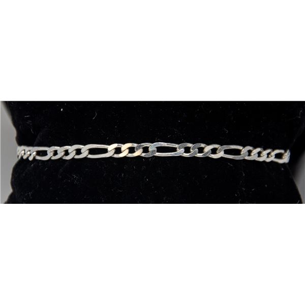 ITALIAN SILVER FLAT CHAIN BRACELET, 7"