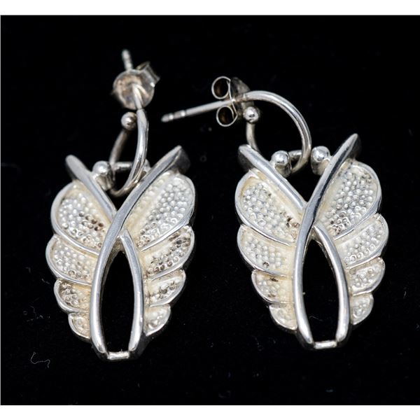 SILVER ORNATE LEAF EARRINGS