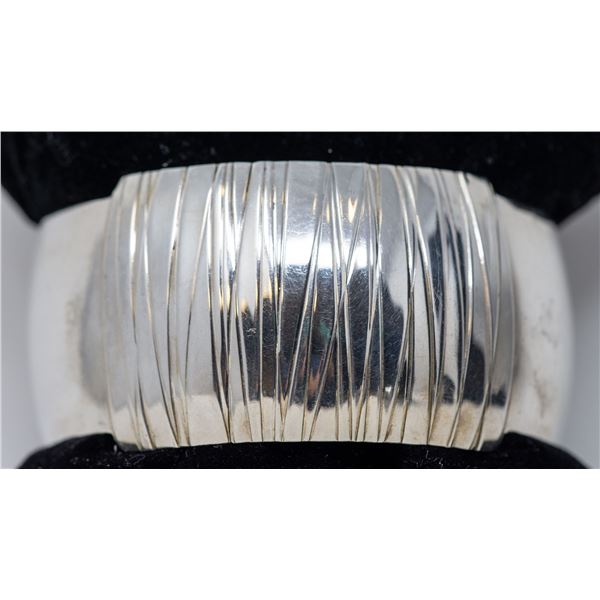 STERLING SILVER BANGLE, 1.5" WIDE, 7.5"