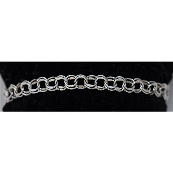 STERLING SILVER CHARM BRACELET, 7.5"