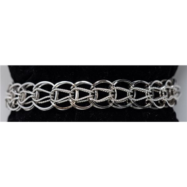 STERLING SILVER CHARM BRACELET, 7.5"