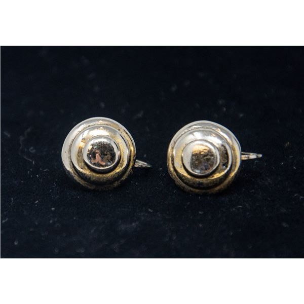 STERLING SILVER SCREW-ON EARRINGS, ROUND PATTERN
