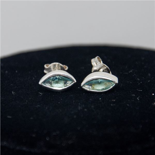 SILVER EARRINGS WITH SMALL BLUE STONES