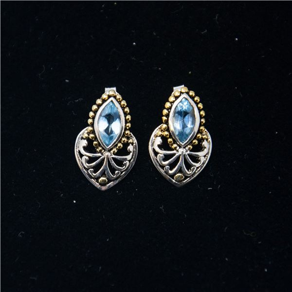 SILVER EARRINGS WITH BLUE STONES