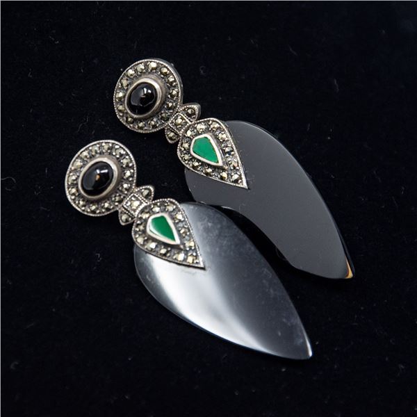 SILVER EARRINGS WITH TEARDROP PATTERN,