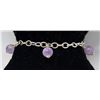 Image 1 : SILVER CHAIN BRACELET WITH MAUVE BALLS 7"