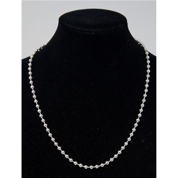 SILVER BALL-LINK NECKLACE, 18 "