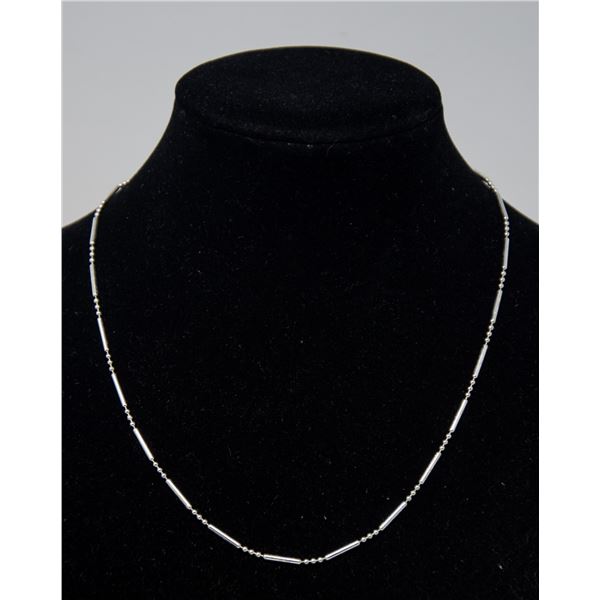 SILVER NECKLACE WITH BALLS AND RODS, 16"